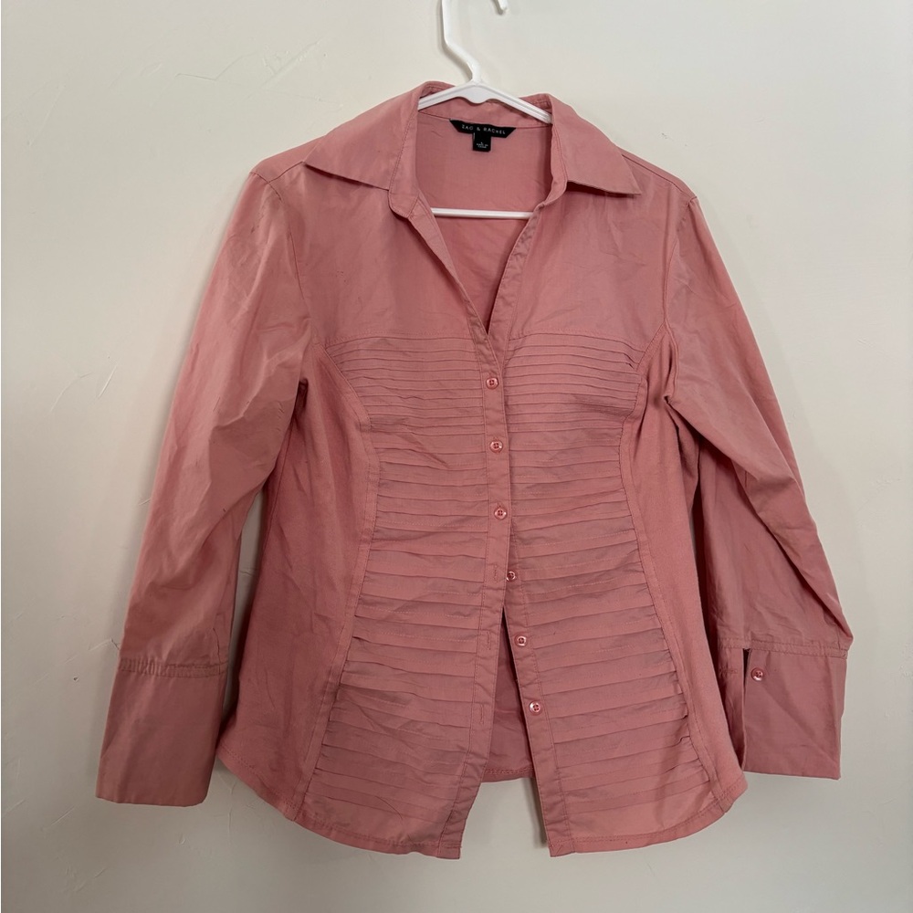 Zac & Rachel Women's Pleated Pink Button-Down Shirt